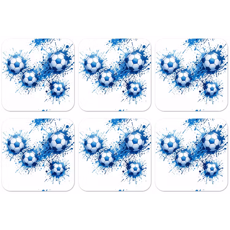 Voetballen - Verf - Sport - Blauw onderzetter kurk middel -zkaufland3dotto