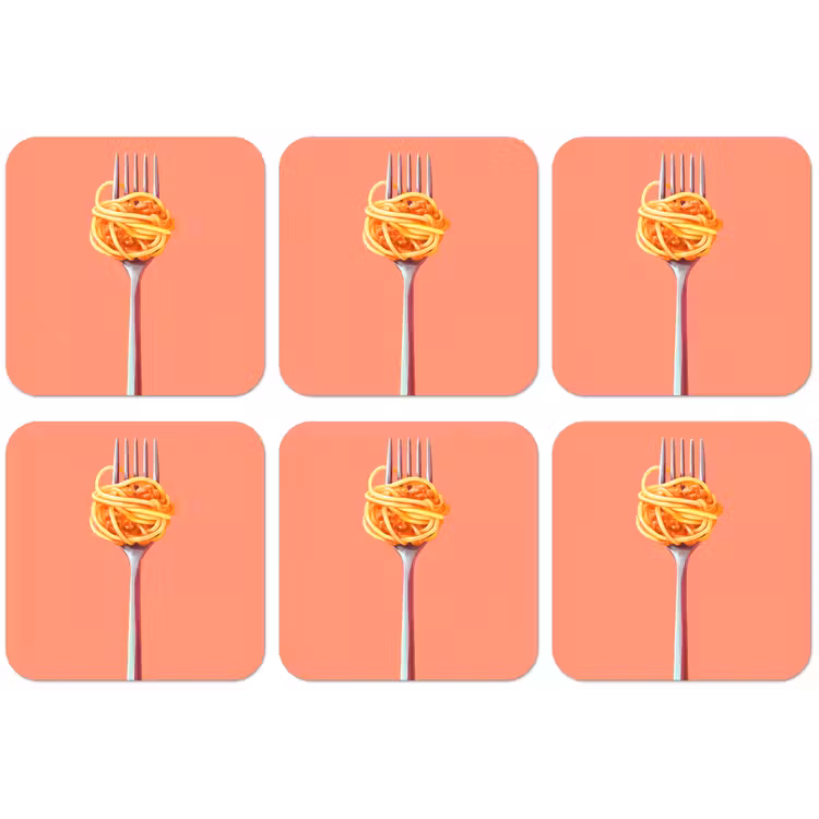 Vork - Spaghetti - Artistiek - Roze onderzetter kurk middel -zkaufland3dotto