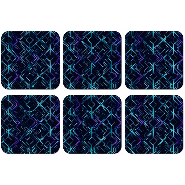 Gaming - Ruitvormen - Abstract - Neon - Paars onderzetter kurk middel -zkaufland3dotto