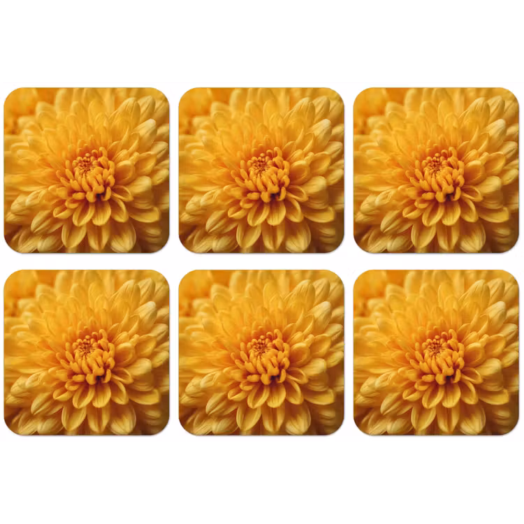 Geel - Chrysant - Zachtheid onderzetter kurk middel -zkaufland3dotto