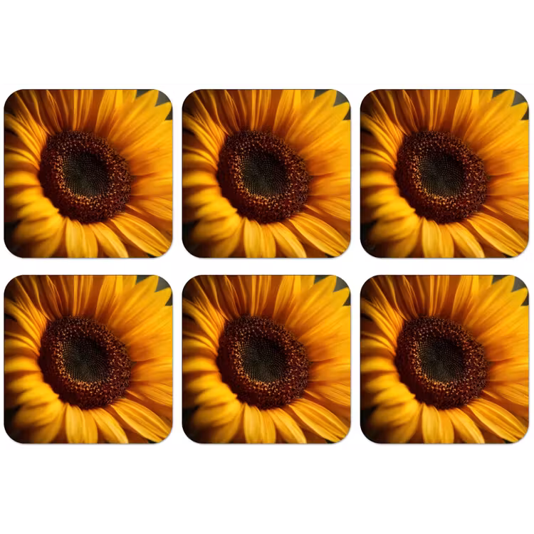 Geel - Zonnebloem - Zomers onderzetter kurk middel -zkaufland3dotto