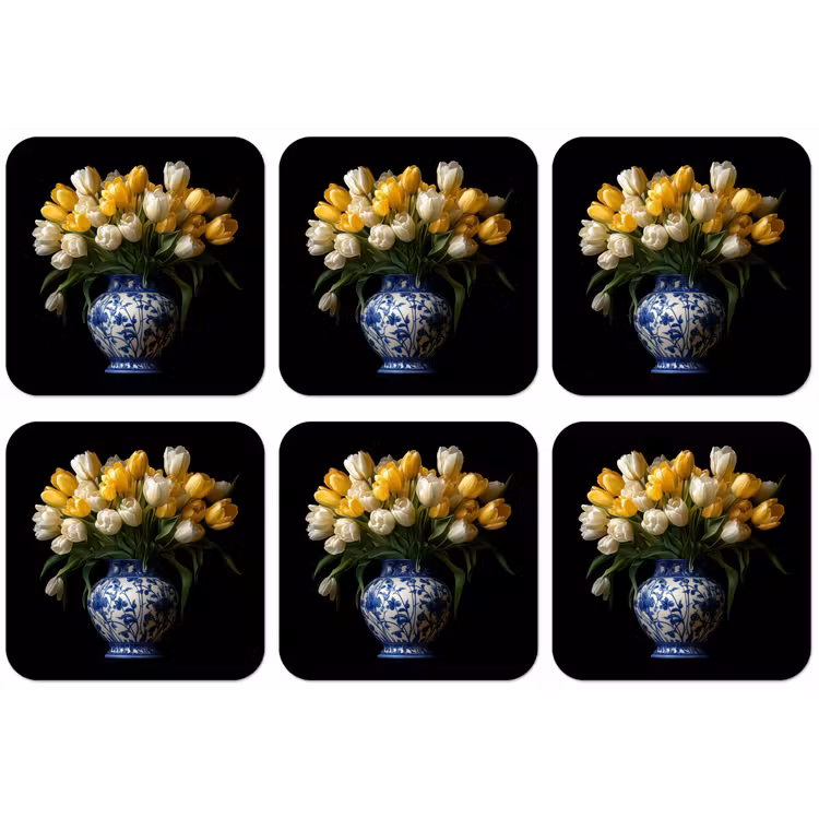 Geel - Tulpen - Vaas - Bloemen onderzetter kurk middel -zkaufland3dotto