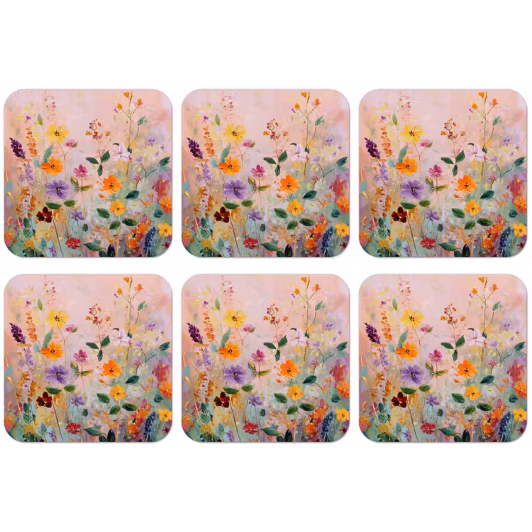 Schilderij - Bloemen - Abstract - Kleurrijk onderzetter kurk middel -zkaufland3dotto