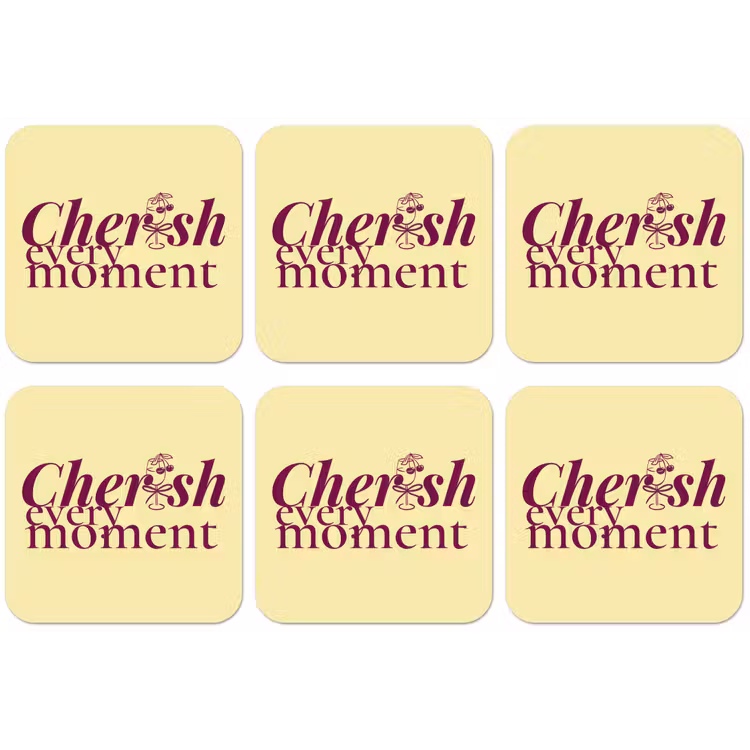 Cherish every moment - Cocktailglas - Geel onderzetter kurk middel -zkaufland3dotto
