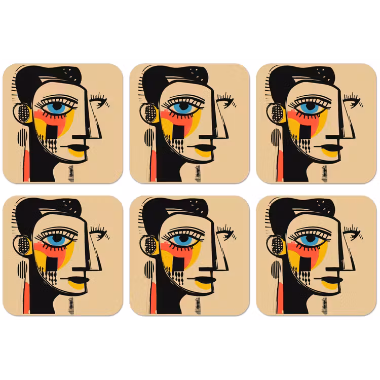 Geometrisch - Felle kleuren - Kubistische stijl onderzetter kurk middel -zkaufland3dotto