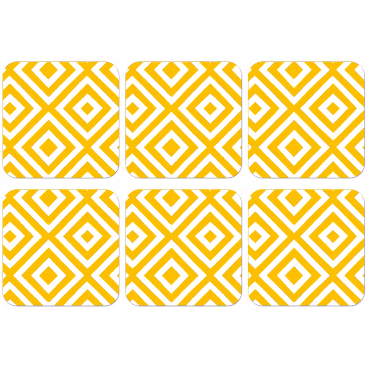 Geometrisch - Lijnen - Modern - Geel - Wit onderzetter kurk middel 366 -zkaufland3dotto