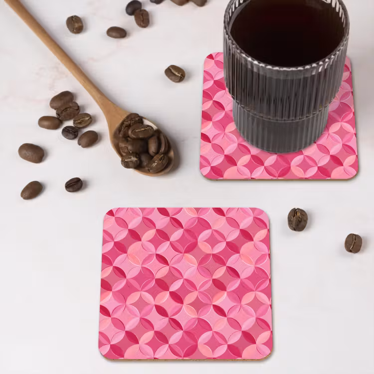 Geometrisch - Mozaïek - Modern - Roze onderzetter kurk middel 366 -sfeer2