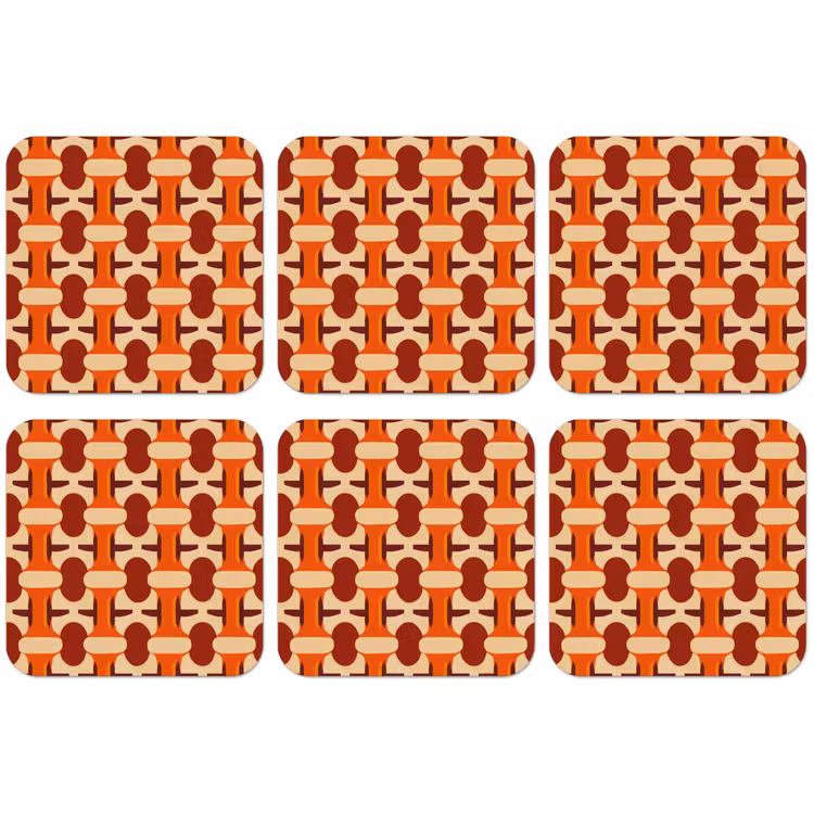 Geometrisch - Retro - Oranje onderzetter kurk middel 366 -zkaufland3dotto