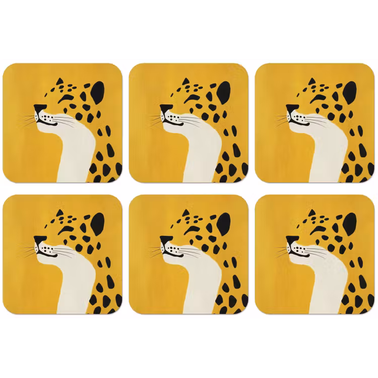 Cheetah - Illustratie - Geel onderzetter kurk middel -zkaufland3dotto