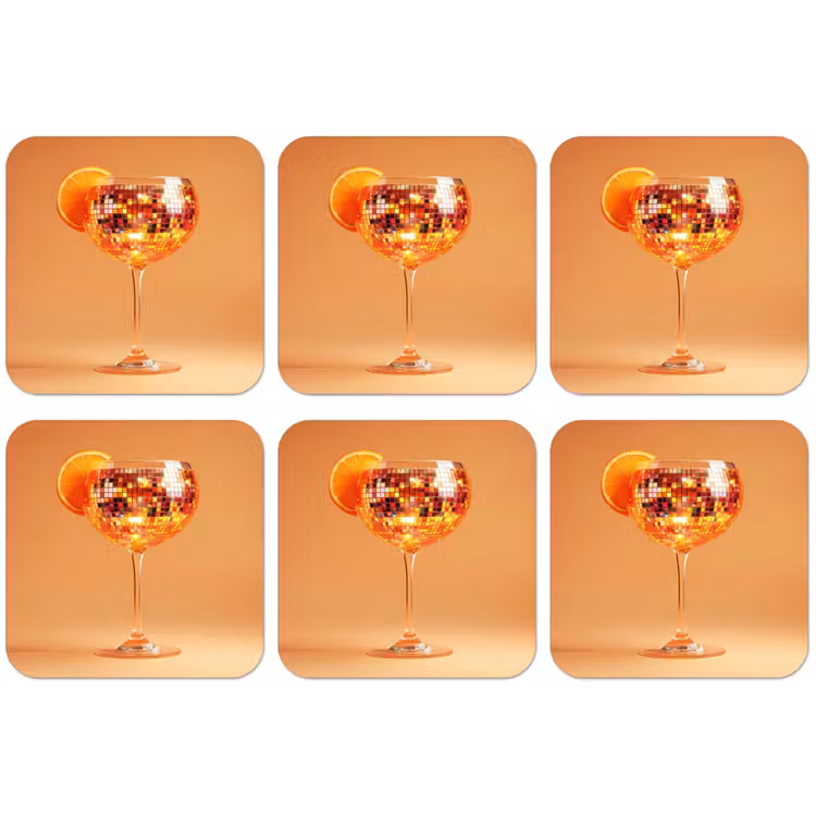 Drank - Oranje - Glitter - Disco onderzetter kurk middel -zkaufland3dotto