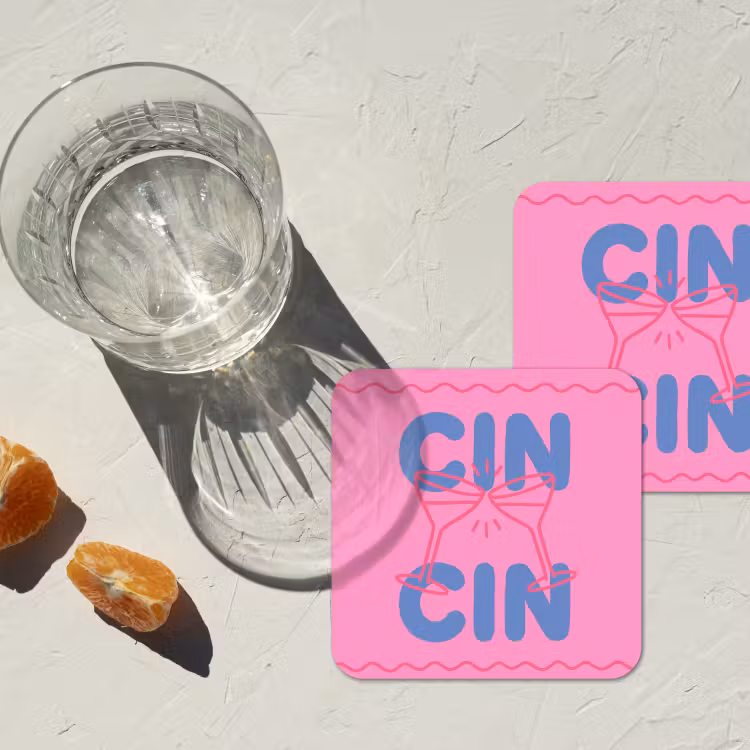 Drank - Glazen - Proost - Modern - Roze onderzetter kurk middel -sfeer4