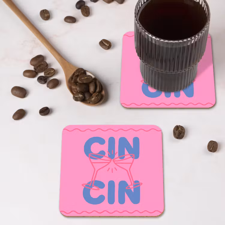 Drank - Glazen - Proost - Modern - Roze onderzetter kurk middel -sfeer2
