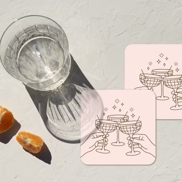 Drankjes - Feest - Proosten - Minimalistisch - Groen onderzetter kurk middel -sfeer4