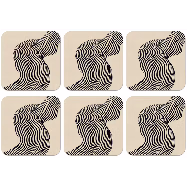 Golvend - Lijnen - Abstract - Silhouet onderzetter kurk middel -zkaufland3dotto
