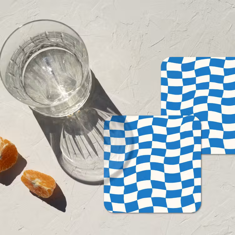 Golvend - Patroon - Blauw onderzetter kurk middel 366 -sfeer4