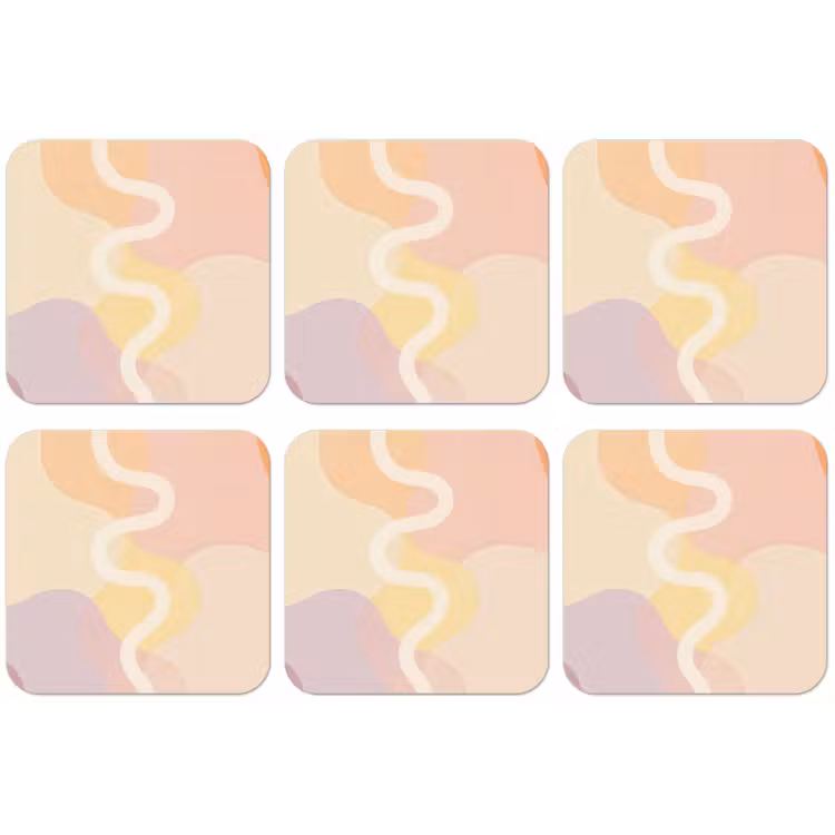 Golvende vormen - Abstract - pastel onderzetter kurk middel -zkaufland3dotto