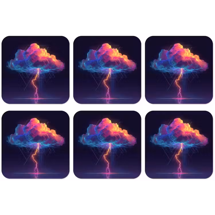 Donderwolk - Bliksemschicht - Licht - Blauw onderzetter kurk middel -zkaufland3dotto