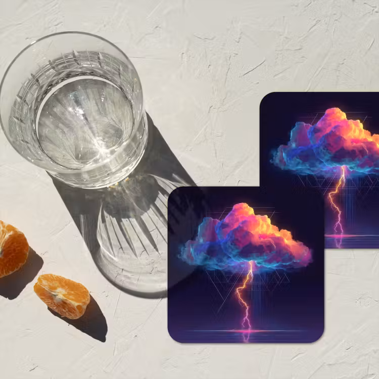 Donderwolk - Bliksemschicht - Licht - Blauw onderzetter kurk middel -sfeer4