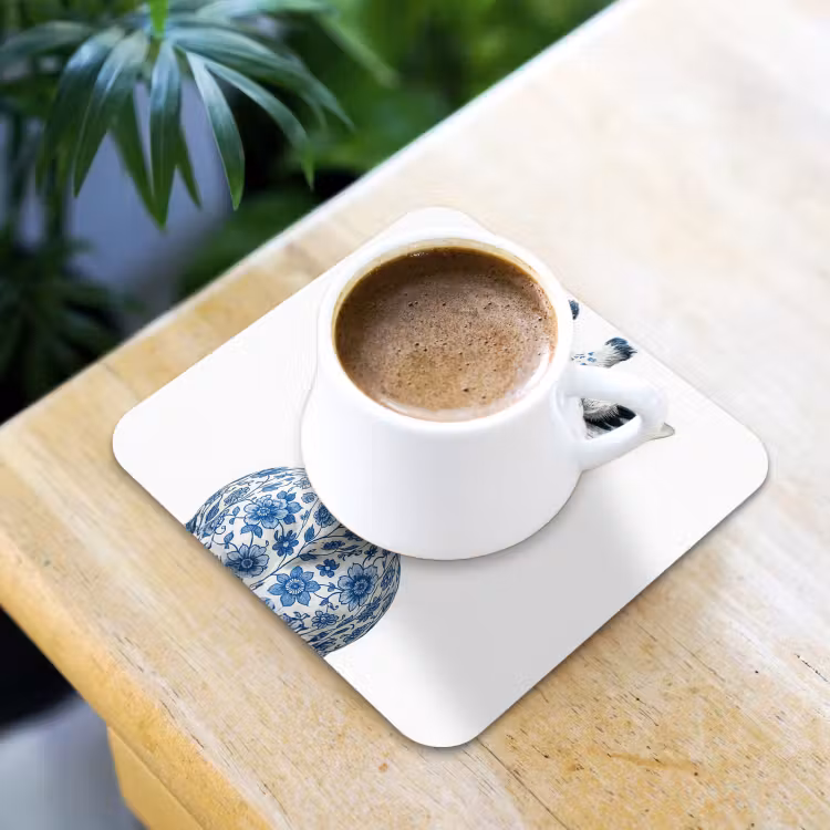 Giraffe - Delfts blauw - Dieren - Minimalistisch onderzetter kurk middel -sfeer5