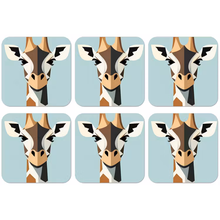 Giraffe - Illustratie - Bruin - Minimalistisch onderzetter kurk middel -zkaufland3dotto