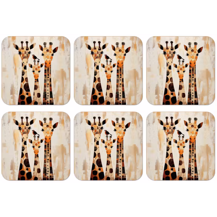 Giraffen - Cartoon - Crème onderzetter kurk middel -zkaufland3dotto
