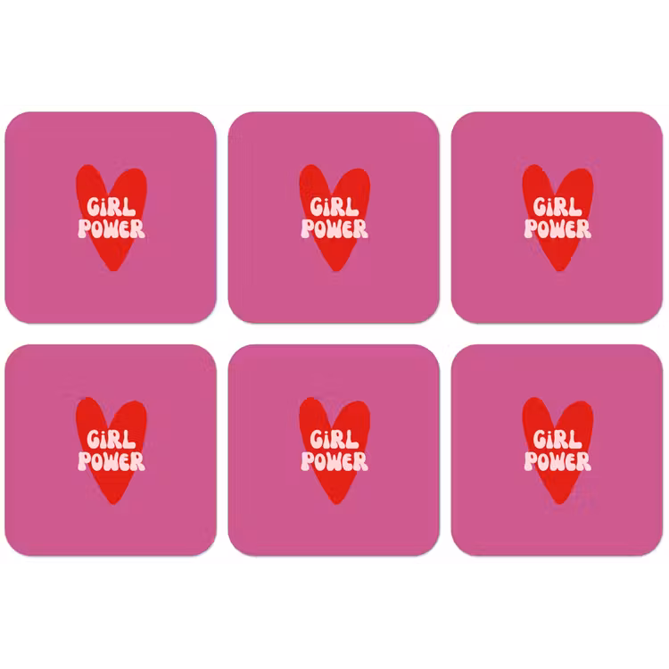 Girl power - Hart - Roze - Rood onderzetter kurk middel -zkaufland3dotto