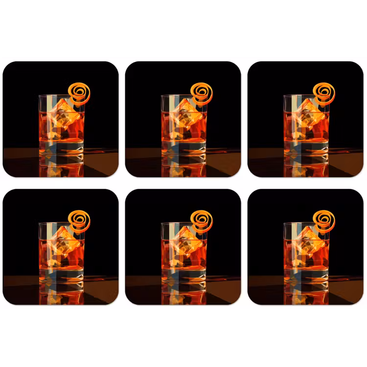 Glas - Ijsblokjes - Drinken - Bruin onderzetter kurk middel -zkaufland3dotto
