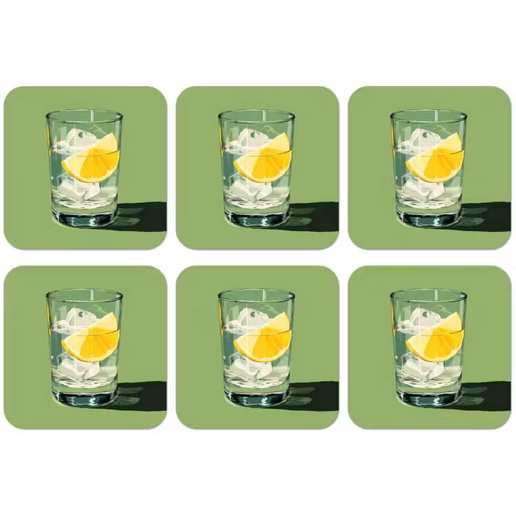 Glas - Citroen - Ijsblokjes - Groen onderzetter kurk middel -zkaufland3dotto