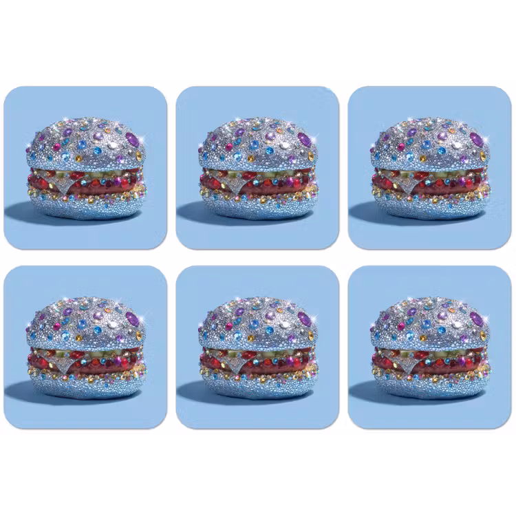 Glitters - Hamburger - Blauw onderzetter kurk middel -zkaufland3dotto