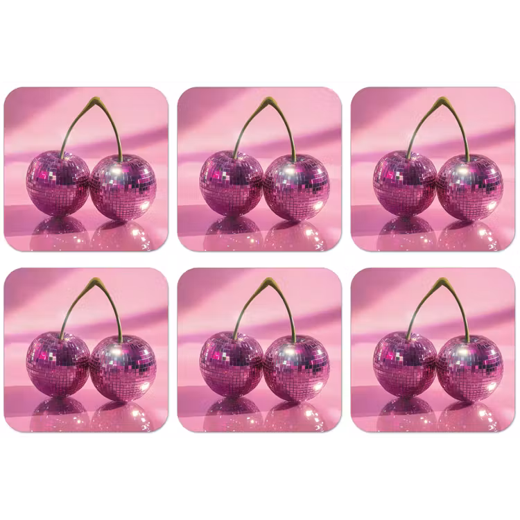 Glitter - Discobol - Roze - Kersen onderzetter kurk middel -zkaufland3dotto