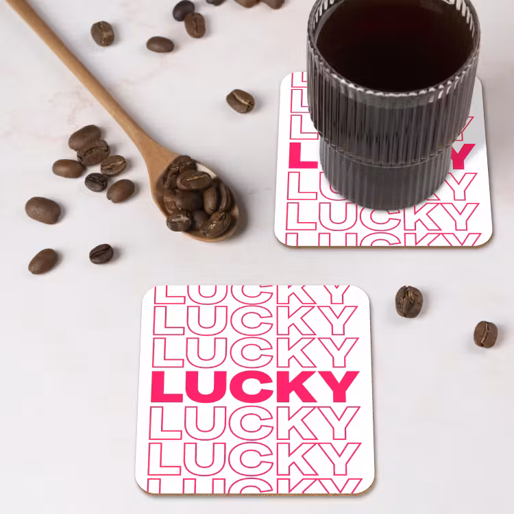 Lucky - Roze - Patroon onderzetter kurk middel -sfeer2