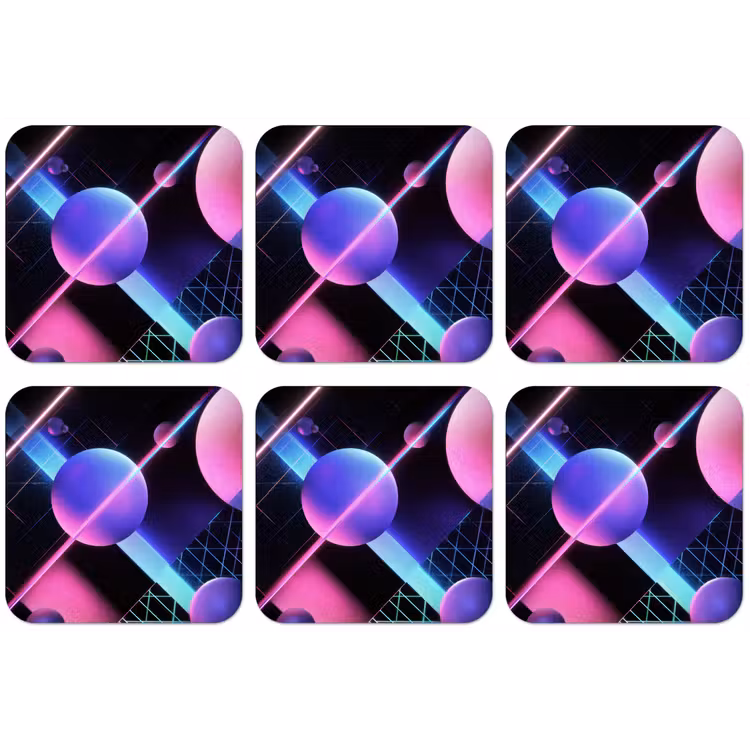 Bollen - Neon - Lijnen - Roze onderzetter kurk middel -zkaufland3dotto