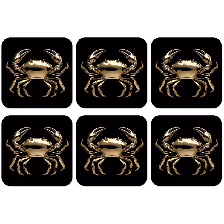 Goud - Krab - Dieren - Zwart onderzetter kurk middel -zkaufland3dotto