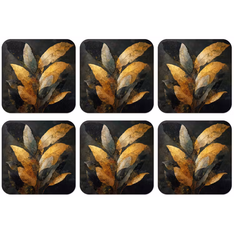 Gouden Bladcompositie – Botanische Luxe onderzetter kurk middel -zkaufland3dotto