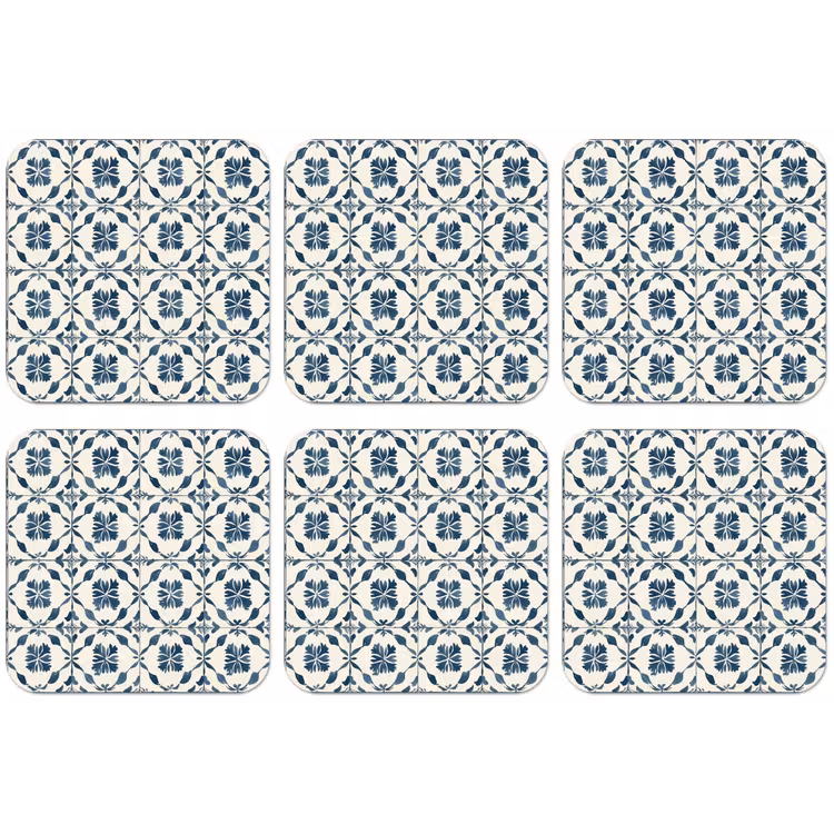 Grafisch - Tegel - Blauw onderzetter kurk middel 366 -zkaufland3dotto
