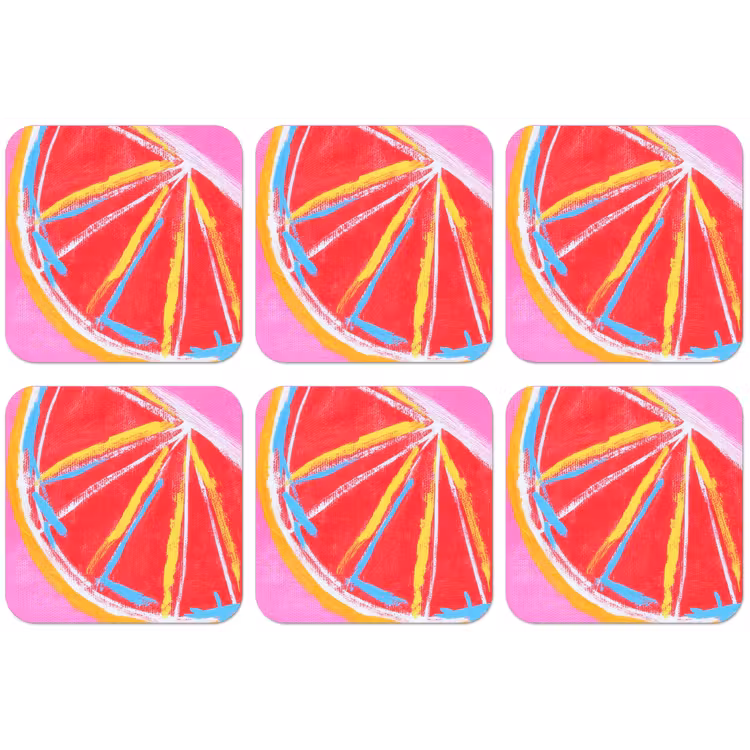 Grapefruit - Geschilderd - Roze - Strepen onderzetter kurk middel -zkaufland3dotto