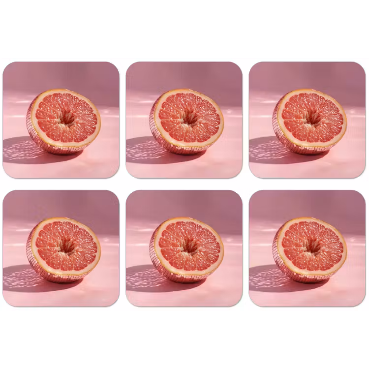 Grapefruit - Roze - Disco - Shiny onderzetter kurk middel -zkaufland3dotto