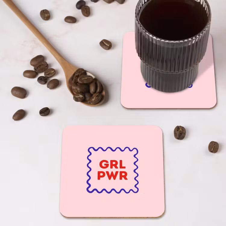 Grl pwr - Roze - Kader onderzetter kurk middel -sfeer2