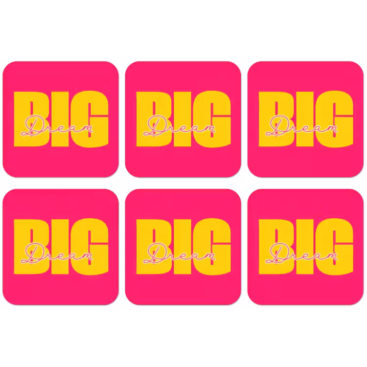 Dream big - Roze - Geel - Minimalistisch onderzetter kurk middel -zkaufland3dotto