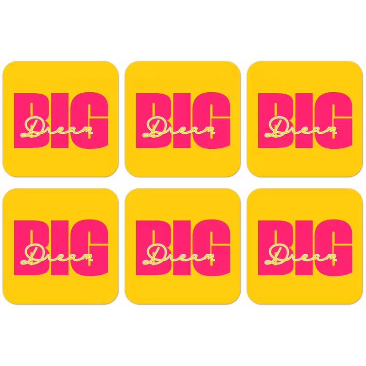 Dream big - Geel - Roze onderzetter kurk middel -zkaufland3dotto