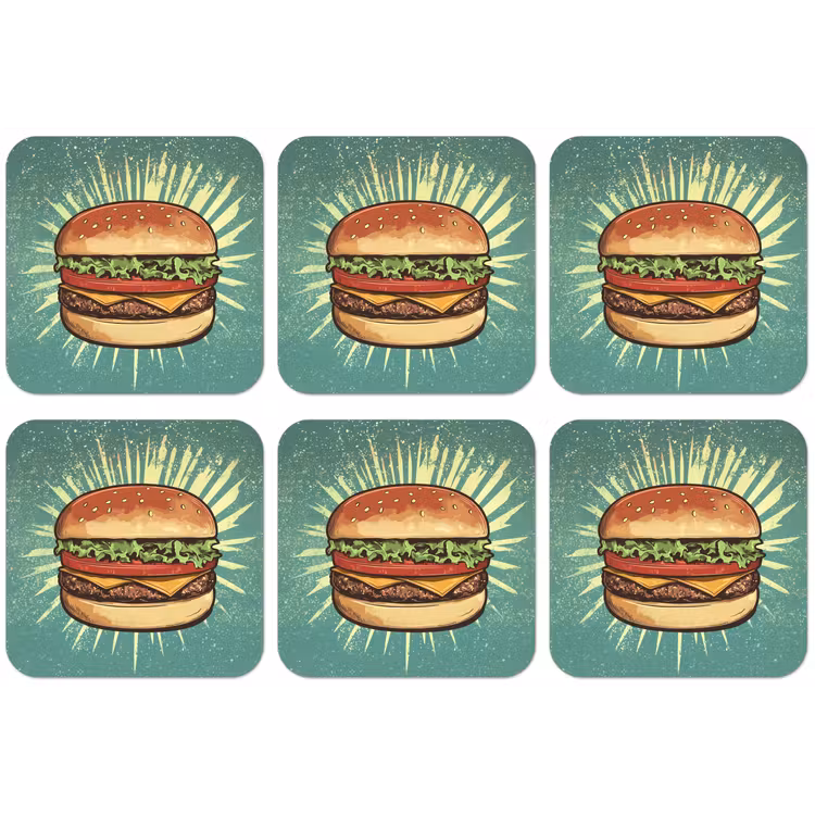 Hamburger - Illustratie - Sla - Kaas onderzetter kurk middel -zkaufland3dotto
