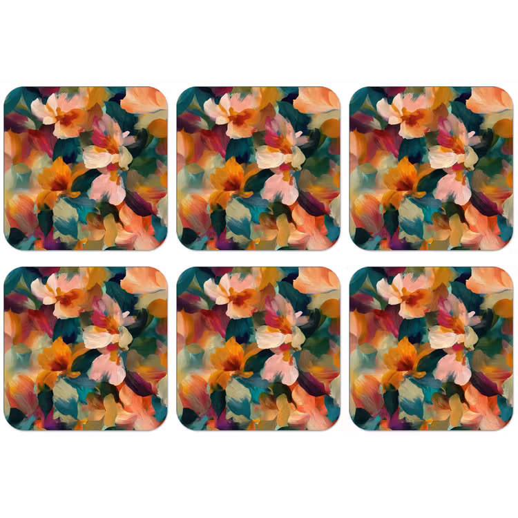 Harmonieus - Abstracte bloemen - Warme tinten onderzetter kurk middel -zkaufland3dotto