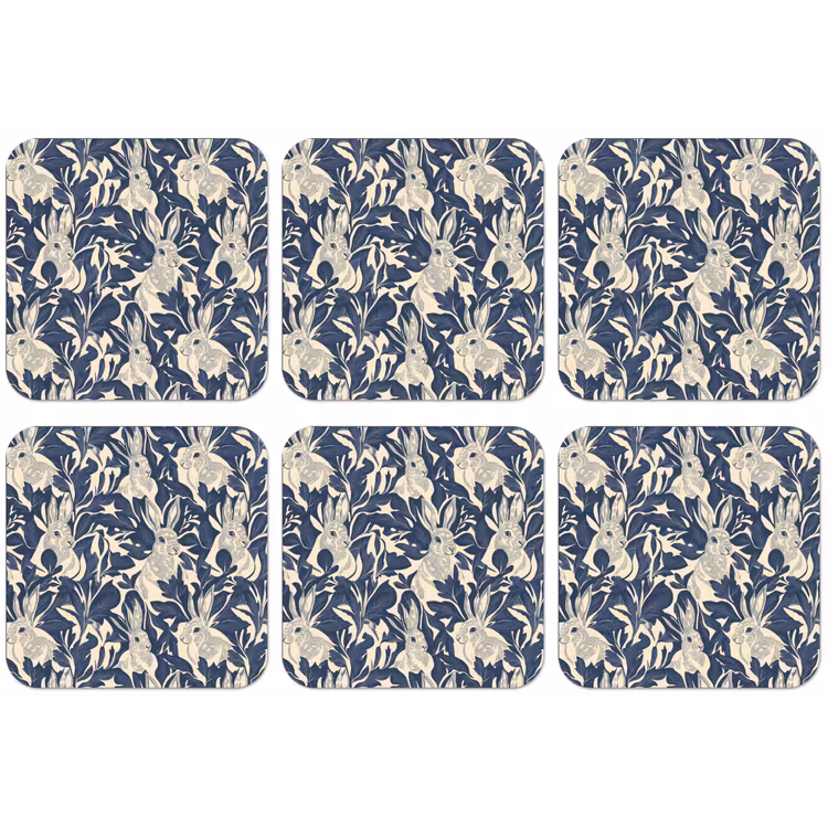 Hazen - Bladeren - Patroon - Blauw - Beige onderzetter kurk middel 366 -zkaufland3dotto