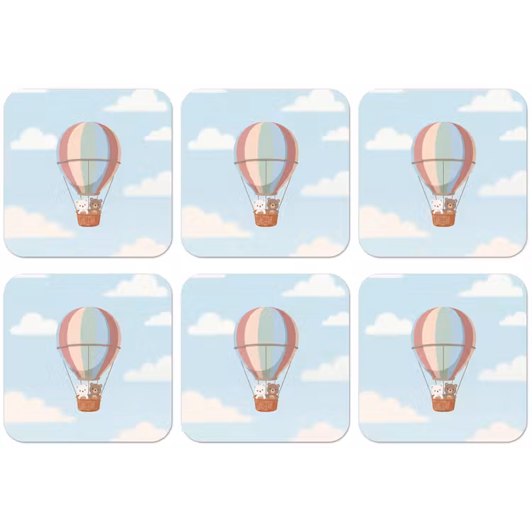 Luchtballon - Beren - Pastel onderzetter kurk middel -zkaufland3dotto