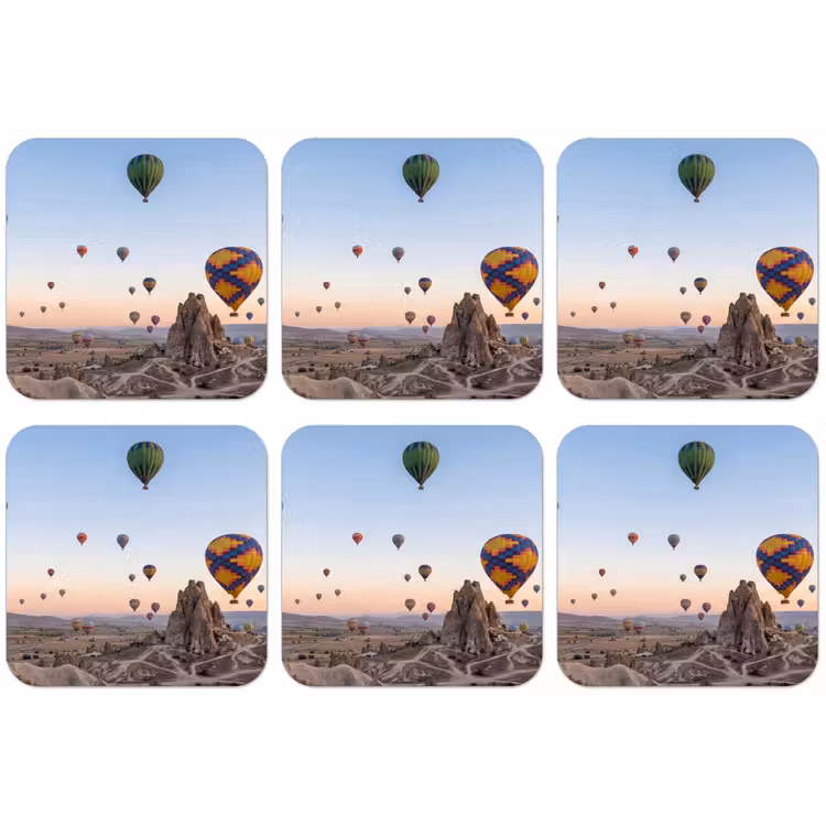 Luchtballonnen - Rotsen - Zonsopgang onderzetter kurk middel -zkaufland3dotto