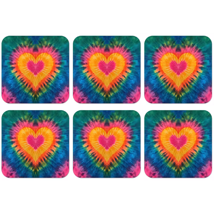 Hart - Tie Dye - Kleurrijk onderzetter kurk middel -zkaufland3dotto