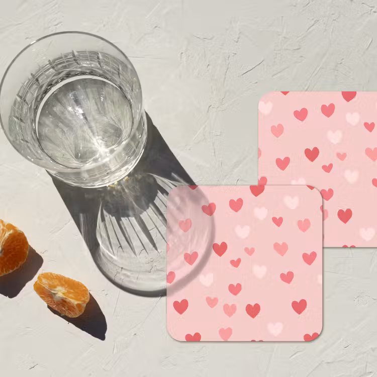 Hartjes - Patroon - Roze - Eenvoudig onderzetter kurk middel -sfeer4