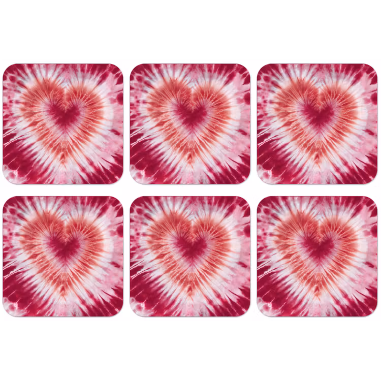 Hartvorm - Roze - Tie dye onderzetter kurk middel -zkaufland3dotto