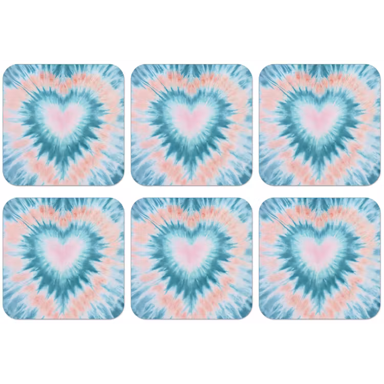 Hartvormig - Tie dye - Pasteltinten - Lichtgroen onderzetter kurk middel -zkaufland3dotto