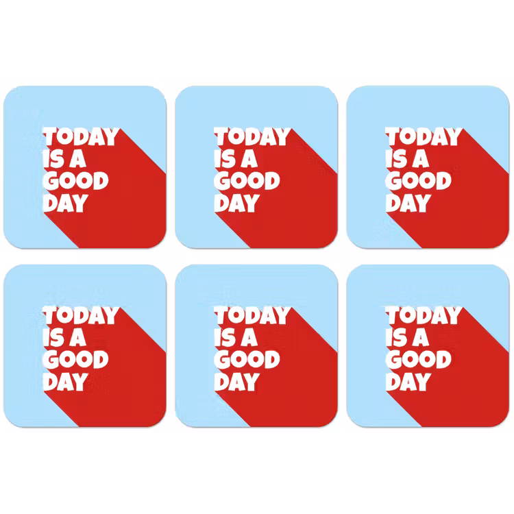 Today is a good day - Rood - lichtblauw onderzetter kurk middel -zkaufland3dotto